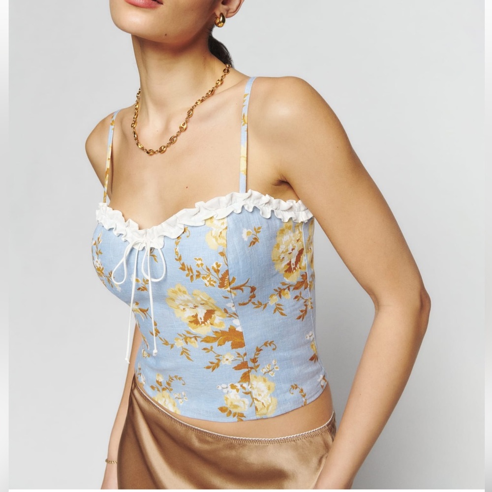 Reformation Skylar Linen Top Heavenly Size 4 worn once - Picture 4 of 11